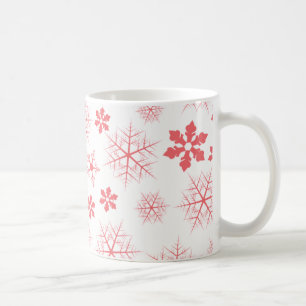Taza De Café Feria Simple Rojo Patrón Copo de Nieve Elegante