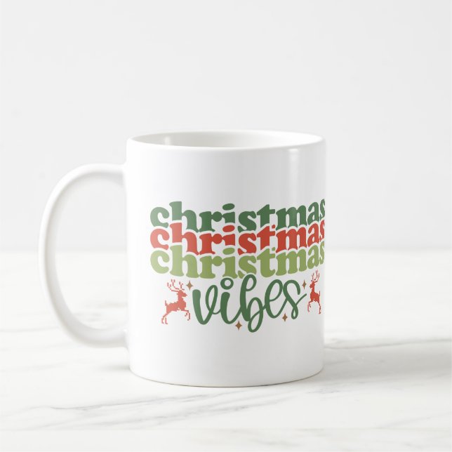 Taza De Café Feriadas de los Navidades Vibes Retro Groovy (Izquierda)