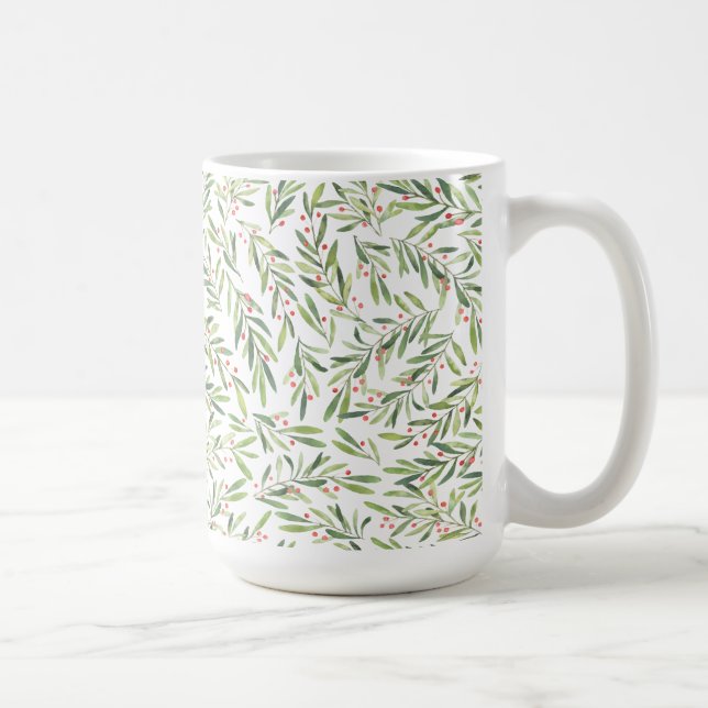 Taza De Café Feriado de los Navidades Holly y Berries (Derecha)