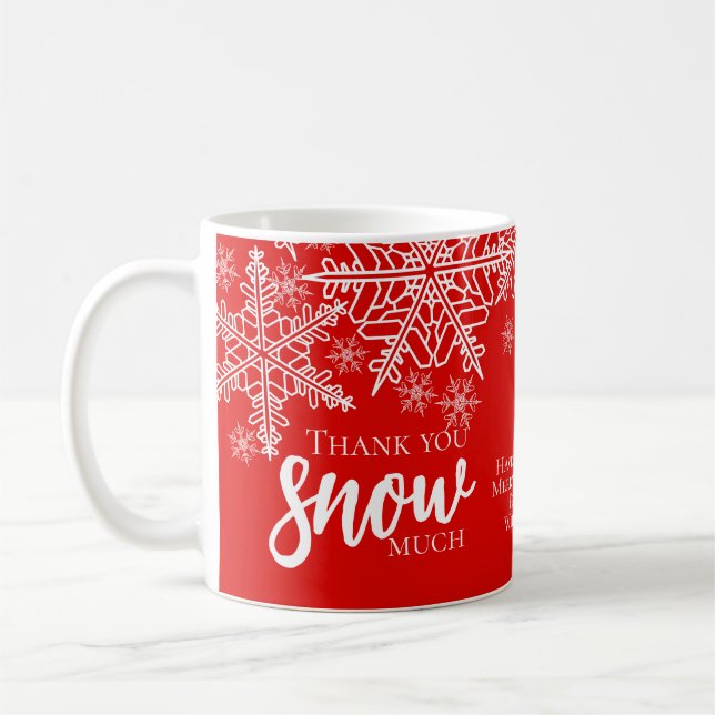 Taza De Café Feriado Gracias Nieve Mucho (Izquierda)