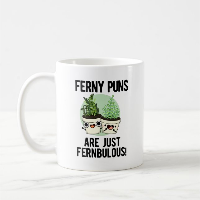 Taza De Café Ferny Puns Son Sólo Fernbulny Plant Pun (Izquierda)
