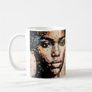 Taza De Café Férocité Portrait Pixel Art Vibrant