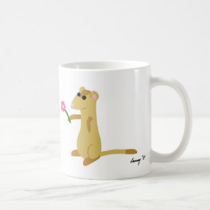 Taza De Café Ferret Sujetando Una Bomba De Flor