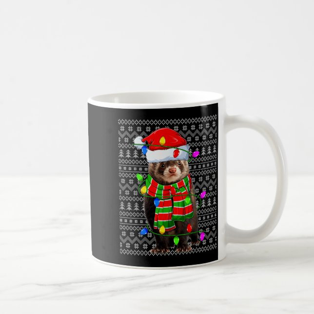Taza De Café Ferret Ugly Xmas Lighting Santa Ferret Christmas  (Derecha)