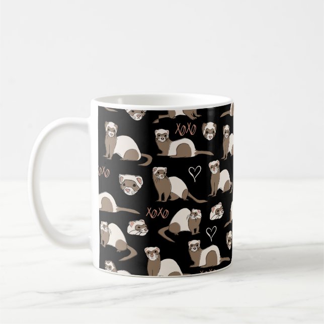 Taza De Café Ferrets de amor - Negro (Izquierda)