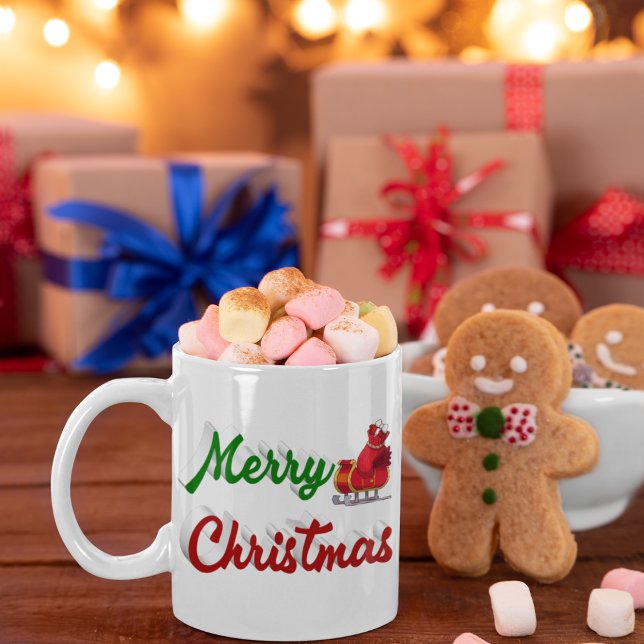 Taza De Café Ferry Christmas Santa Sleigh mitad script (Subido por el creador)