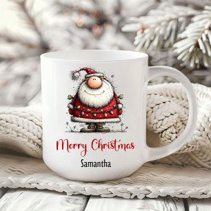 Taza de café festiva con Santa de dibujos animados