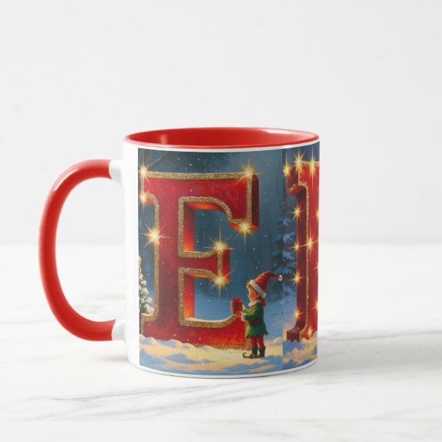 Taza de café festiva de Navidad ELF (Izquierda)