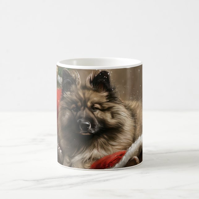 Taza De Café Festival de Navidades de perro de keeshond (Centro)