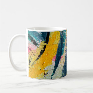 Taza De Café Festival de primavera. Pintura de textura multicol