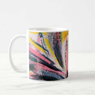 Taza De Café Festival de primavera. Pintura de textura multicol