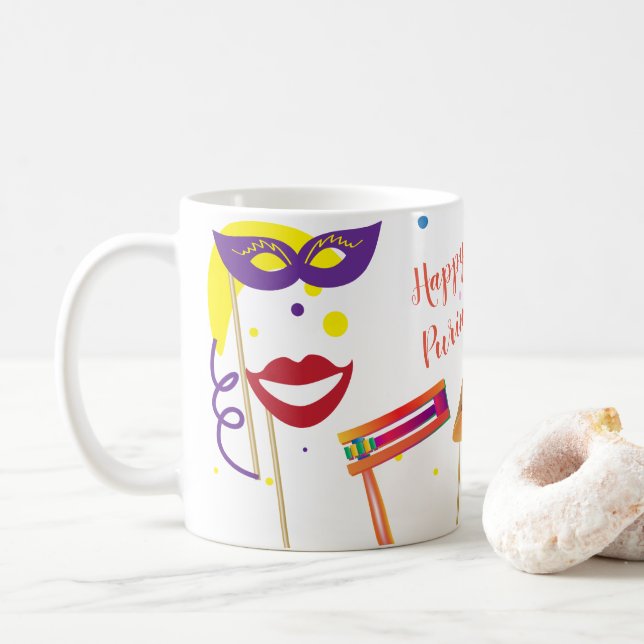 Taza De Café Festival de Purim Feliz feriado Fiesta infantil (Con donut)