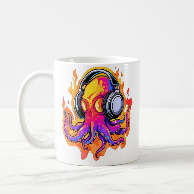 Taza De Café Festival de Verano Rave Fuego Pulpo Dj Edm (Izquierda)