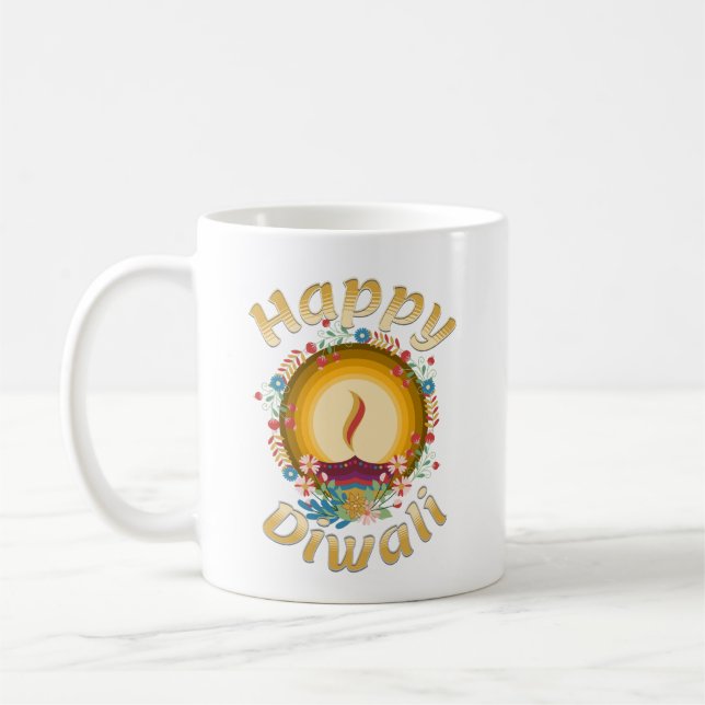 Taza De Café Festival Diwali de Luces Hindu Sikh Jain (Izquierda)