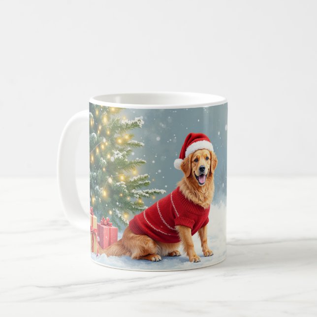Taza De Café Festive Afghan Hound Christmas Santa Hat Funny (Anverso izquierdo)