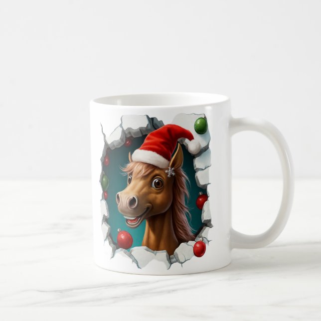 Taza De Café Festive Christmas Featuring Cheerful Horse Design (Derecha)