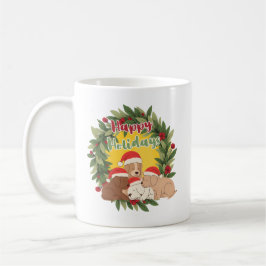Taza De Café Festive Christmas Mug | Puppies