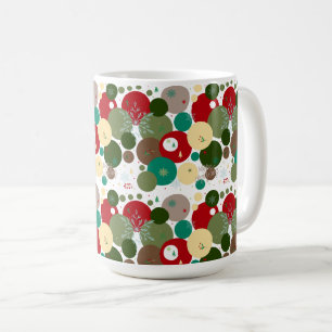 Taza De Café Festive Circles with Snowflakes, Trees & Mistletoe