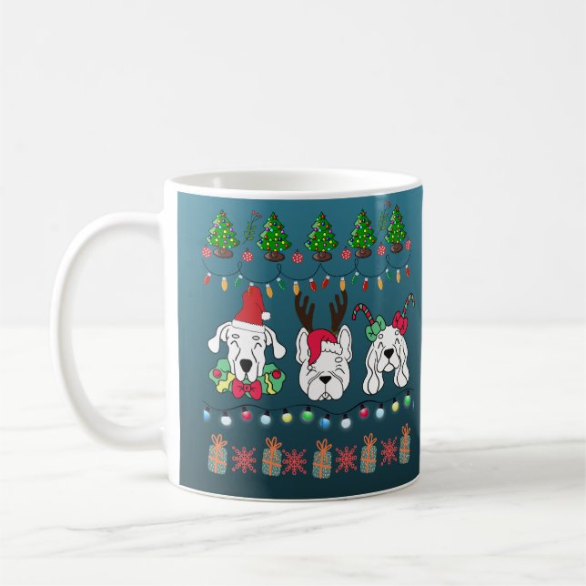 Taza De Café Festive dogs Christmas pattern - cute hoiiday dogs (Izquierda)
