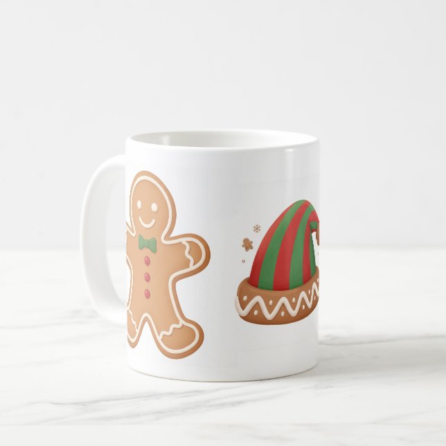 Taza De Café Festive Gingerbread & Elf Hat Christmas Mug (Anverso izquierdo)