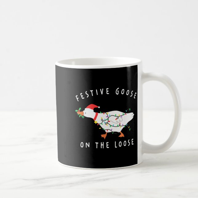 Taza De Café Festive Goose On The Loose Christmas Santa Silly G (Derecha)