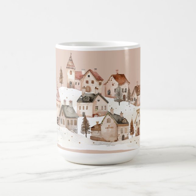 Taza De Café Festive: Holiday Village in the Snow  (Centro)
