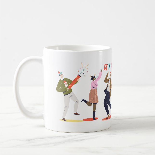 Taza De Café Festive New Year Friends Illustration (Izquierda)