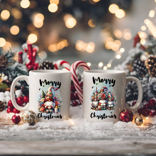 Taza De Café Festive Nordic Gnome Trio with Candles and Winter 
