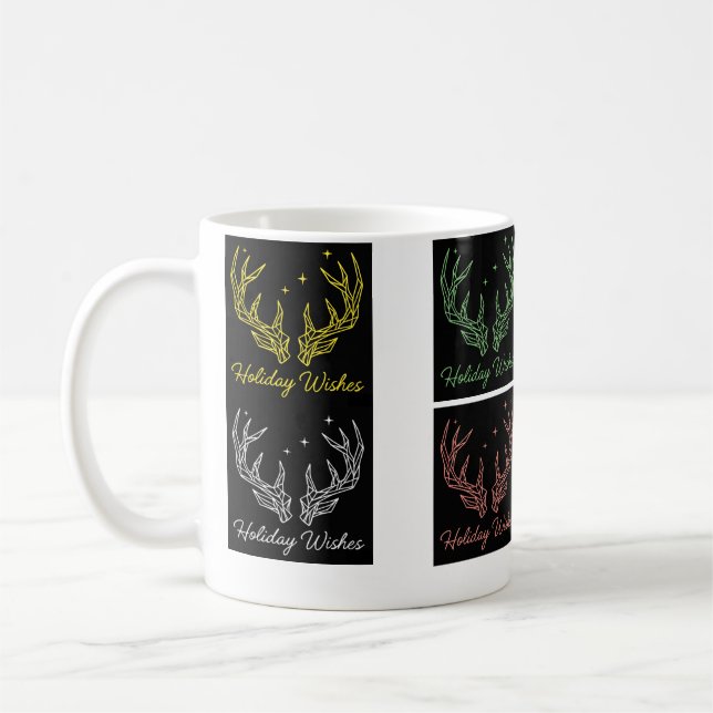 Taza De Café ​Festive Reindeer Antlers & "Holiday Wishes" Desig (Izquierda)