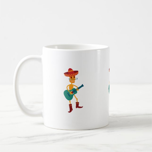 Taza De Café Festive Skeleton Guitar Player (Izquierda)
