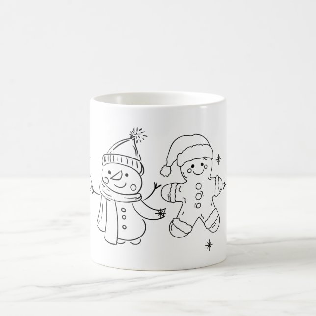Taza De Café Festive Snowman & Gingerbread Mug Art (Centro)