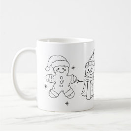 Taza De Café Festive Snowman & Gingerbread Mug Art