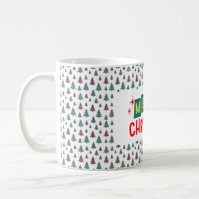 Taza De Café Festive Tree Pattern Holiday (Izquierda)