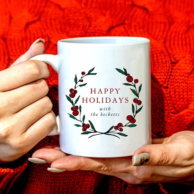 Taza De Café Festive Wreath Family Christmas (Subido por el creador)