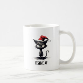 Taza De Café Festividad AF Funny Cat Navidades