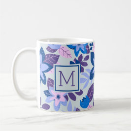 Taza De Café Festividad azul floral de los Navidades modernos