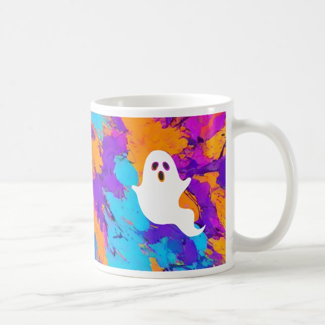 Taza De Café Festividad de Halloween Ghost Resumen Mug (Derecha)