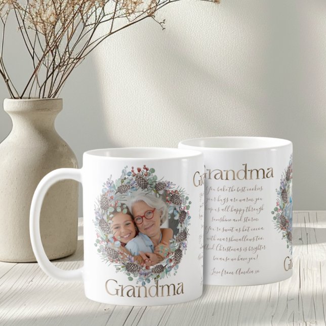 Taza De Café Festividad de la abuela Faux Gold & Photo (Subido por el creador)