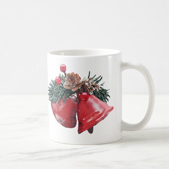 Taza De Café Festividad de las campanas rojas y los Navidades P (Derecha)