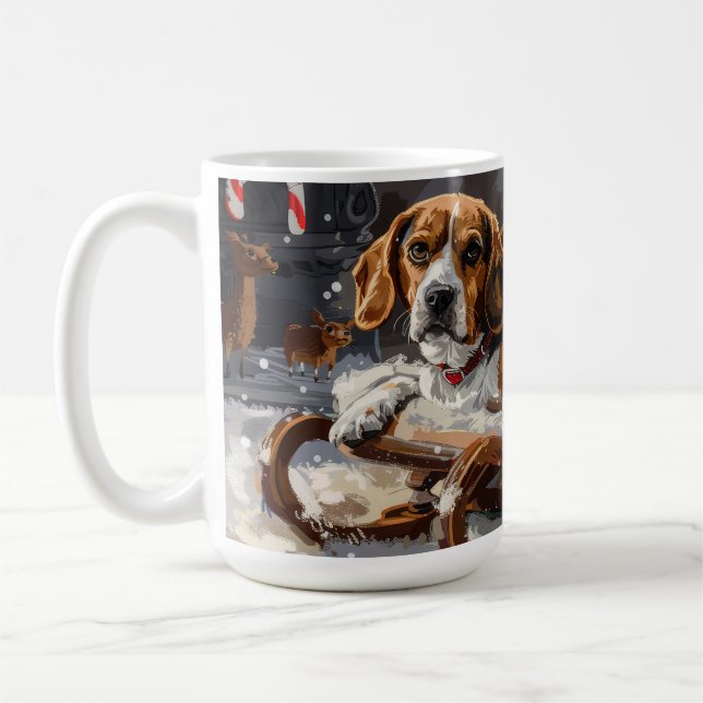 Taza De Café Festividad de los Navidades Beagle Dog (Izquierda)