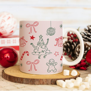 Taza De Café Festividad de los Navidades de Cute Fun Doodles