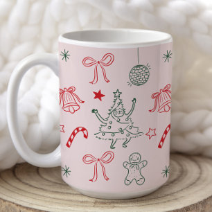 Taza De Café Festividad de los Navidades de Cute Fun Doodles