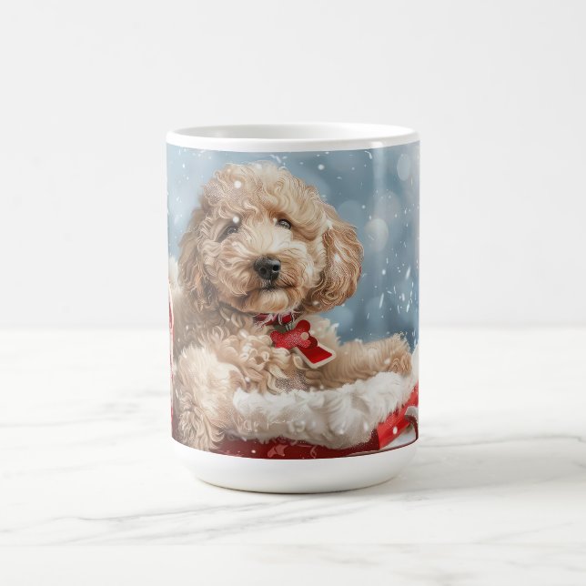 Taza De Café Festividad de los Navidades de perro de Goldendood (Centro)