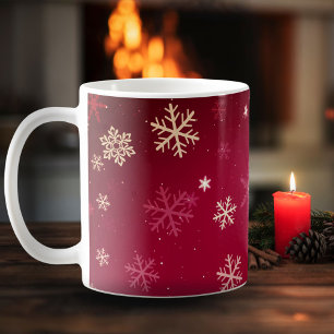 Taza De Café Festividad de los Navidades del patrón rojo del co
