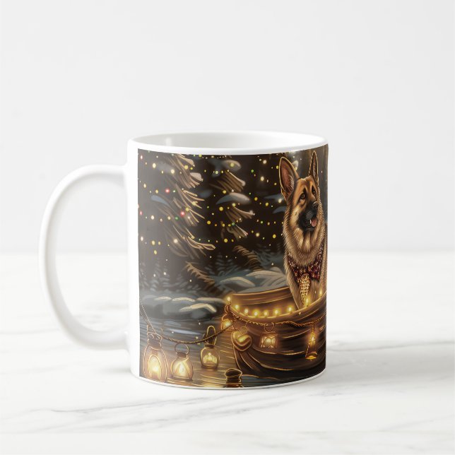 Taza De Café Festividad de los Navidades Pastores Alemanes (Izquierda)