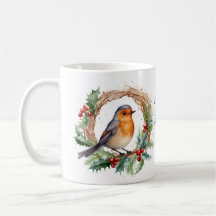 Festividad de los Navidades Robin Red Mug