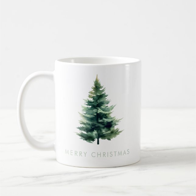 Taza De Café Festividad de los Navidades verdes del pino minima (Izquierda)