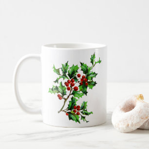 Taza De Café Festividad de los Navidades victorianos Holly Berr