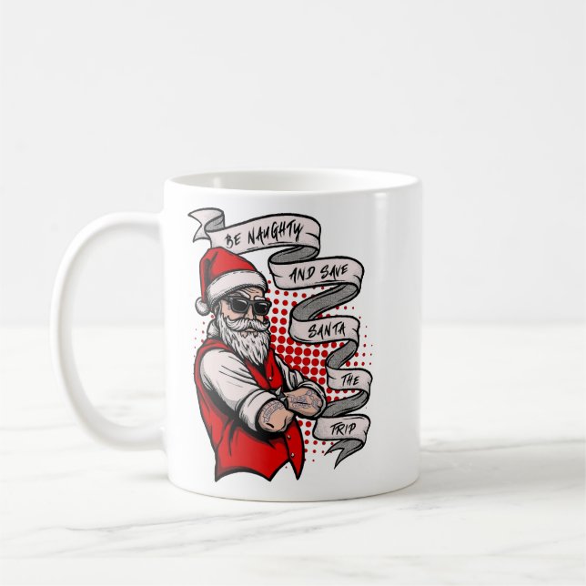 Taza De Café Festividad de Navidades divertidos ser traviesos S (Izquierda)