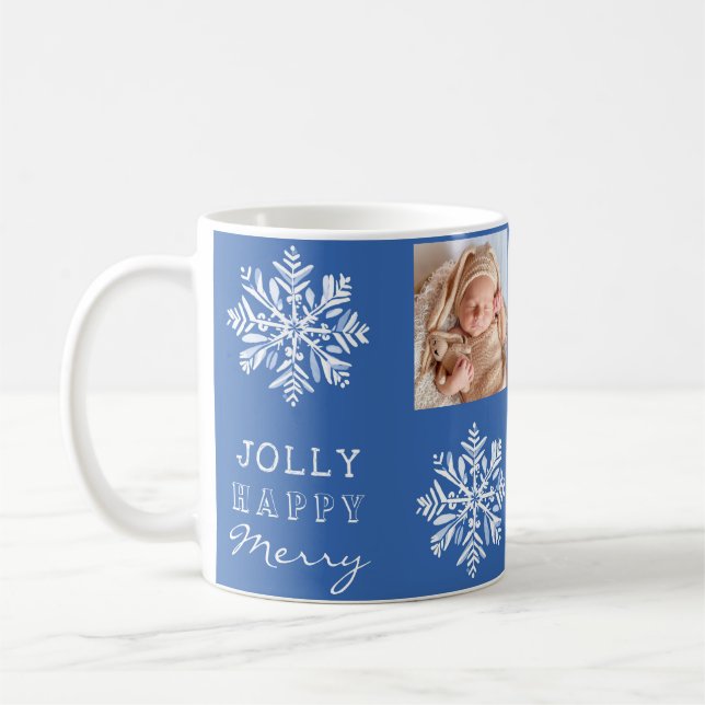 Taza De Café Festividad de Navidades fotográficos Blue Jolly Me (Izquierda)